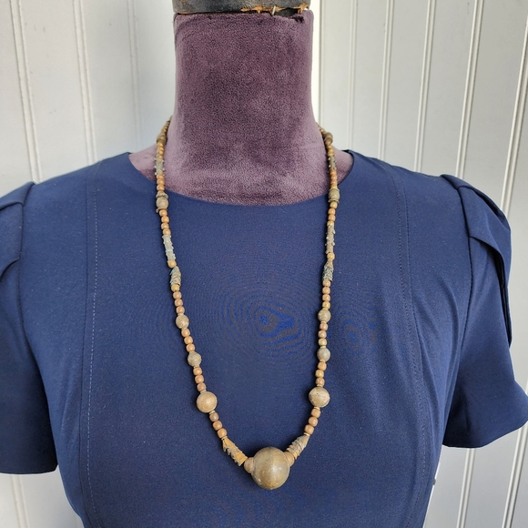 Vintage Metal Chunky Beaded Statement Necklace 26" - Picture 1 of 9